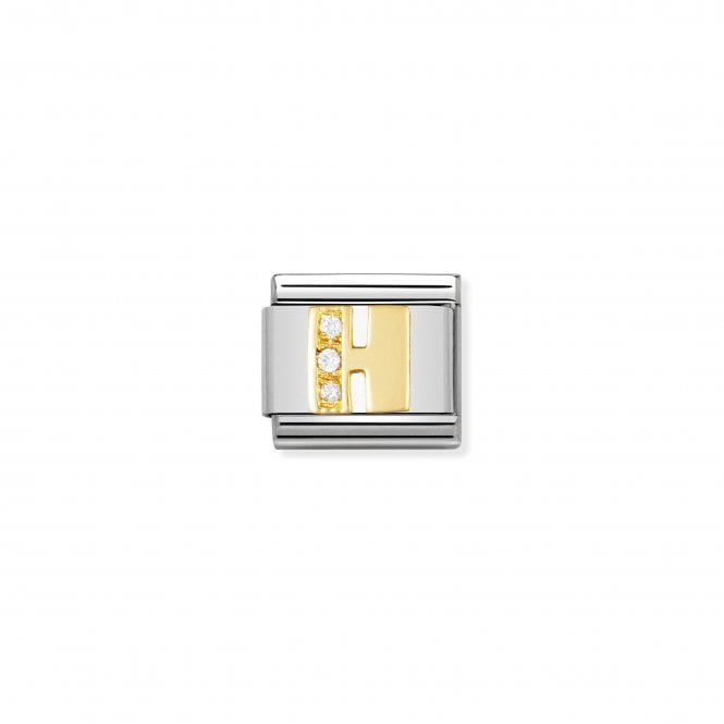 NOMINATION ITALY Classic Yellow Gold & CZ Letter H Charm