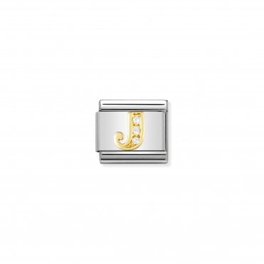 Classic Yellow Gold & CZ Letter J Charm