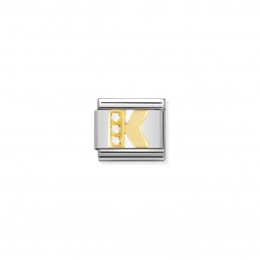 Classic Yellow Gold & CZ Letter K Charm