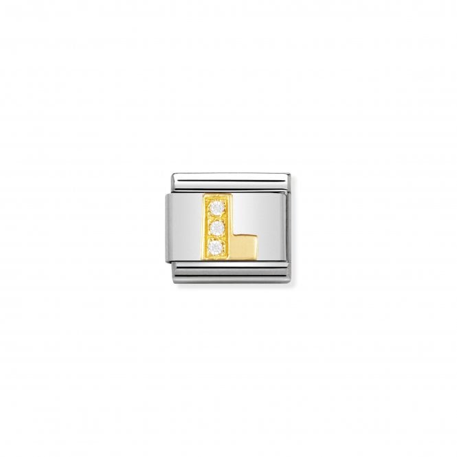NOMINATION ITALY Classic Yellow Gold & CZ Letter L Charm