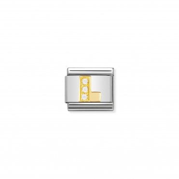 Classic Yellow Gold & CZ Letter L Charm