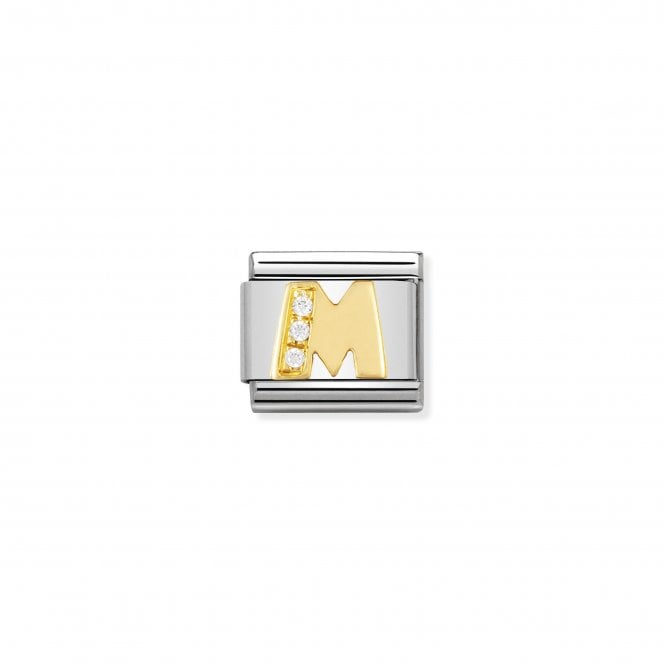 NOMINATION ITALY Classic Yellow Gold & CZ Letter M Charm