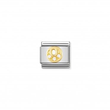 Classic Yellow Gold & CZ Letter O Charm