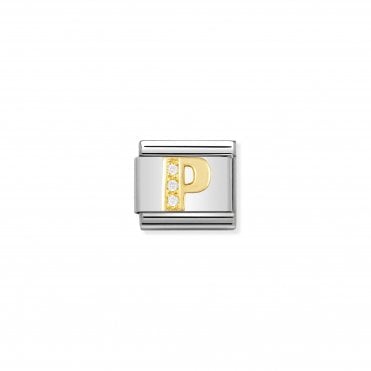 Classic Yellow Gold & CZ Letter P Charm