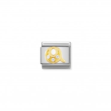 Classic Yellow Gold & CZ Letter Q Charm