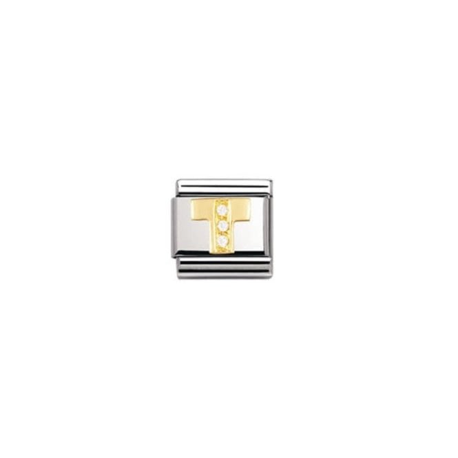 NOMINATION ITALY Classic Yellow Gold & CZ Letter T Charm