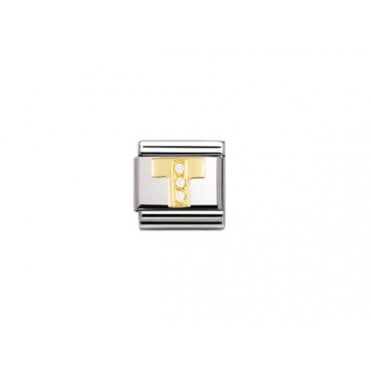 Classic Yellow Gold & CZ Letter T Charm