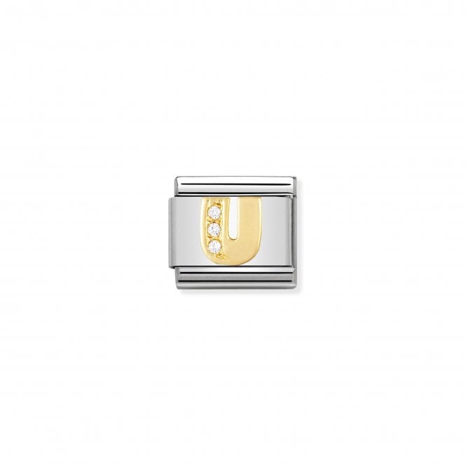 NOMINATION ITALY Classic Yellow Gold & CZ Letter U Charm
