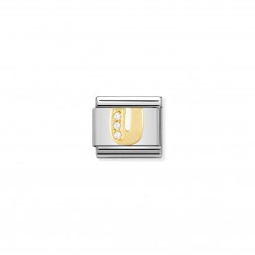Classic Yellow Gold & CZ Letter U Charm