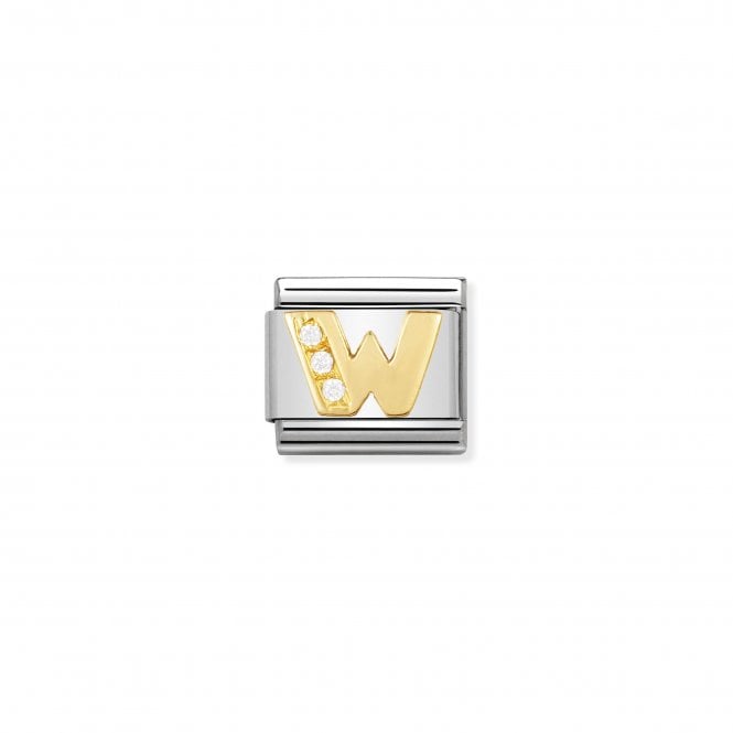 NOMINATION ITALY Classic Yellow Gold & CZ Letter W Charm