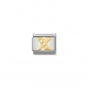 Classic Yellow Gold & CZ Letter X Charm