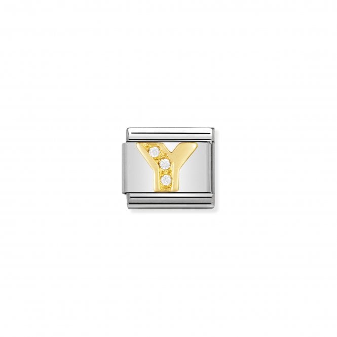 NOMINATION ITALY Classic Yellow Gold & CZ Letter Y Charm