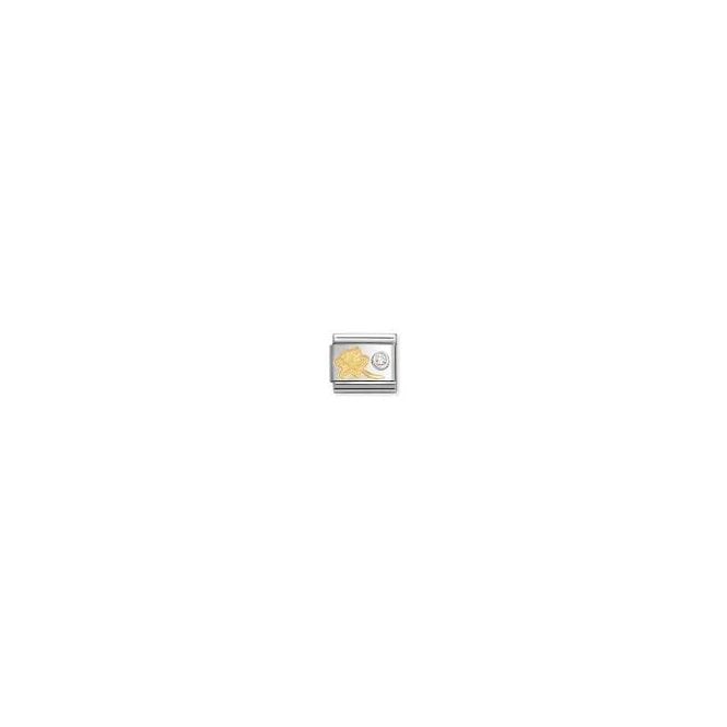NOMINATION ITALY Classic Yellow Gold Daffodil with Silver CZ Charm