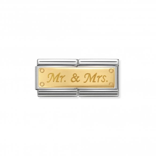 NOMINATION ITALY Classic Yellow Gold Double Link Mr & Mrs Charm