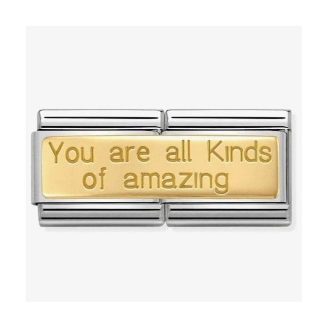 NOMINATION ITALY Classic Yellow Gold Double Link 'You are All Kinds of Amazing' Charm