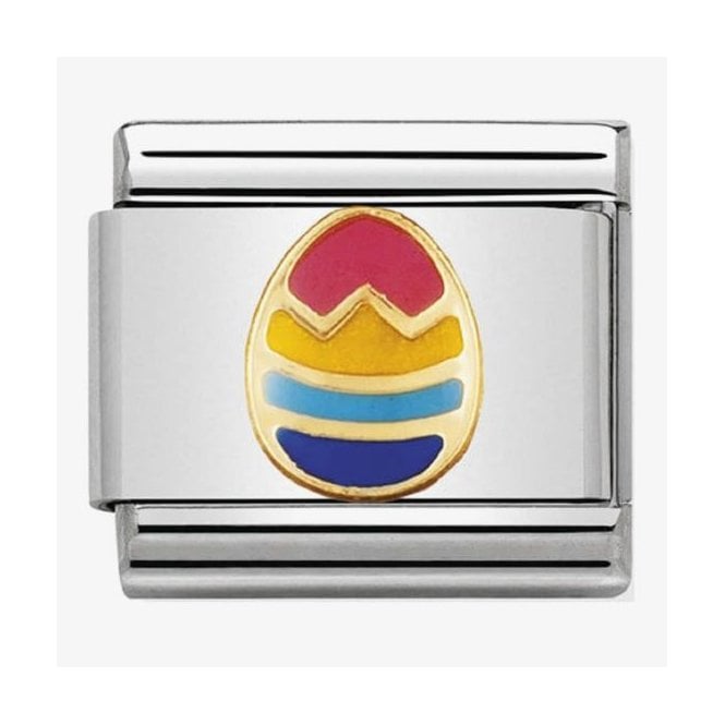 NOMINATION ITALY Classic Yellow Gold Easter Egg with Multicolour Enamel Charm