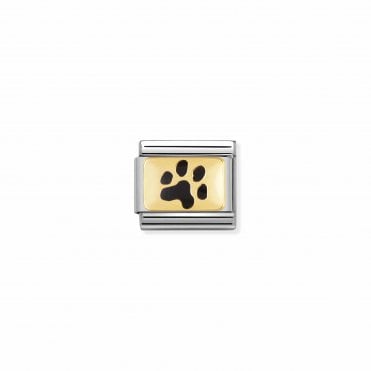 Classic Yellow Gold & Enamel Black Paw Print Charm