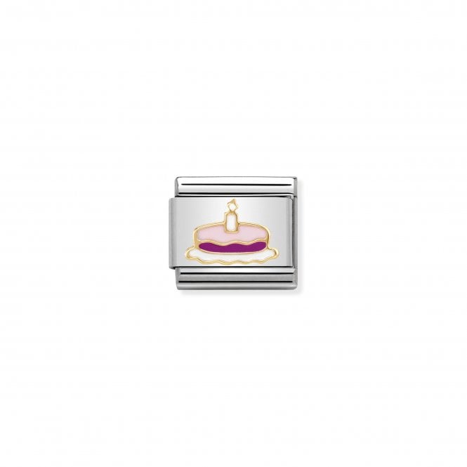 NOMINATION ITALY Classic Yellow Gold & Enamel Cake with Candle Charm