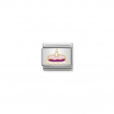 Classic Yellow Gold & Enamel Cake with Candle Charm