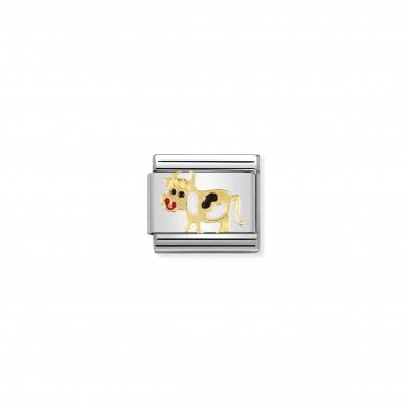 Classic Yellow Gold & Enamel Cow Charm