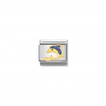 Classic Yellow Gold & Enamel Dolphin Charm
