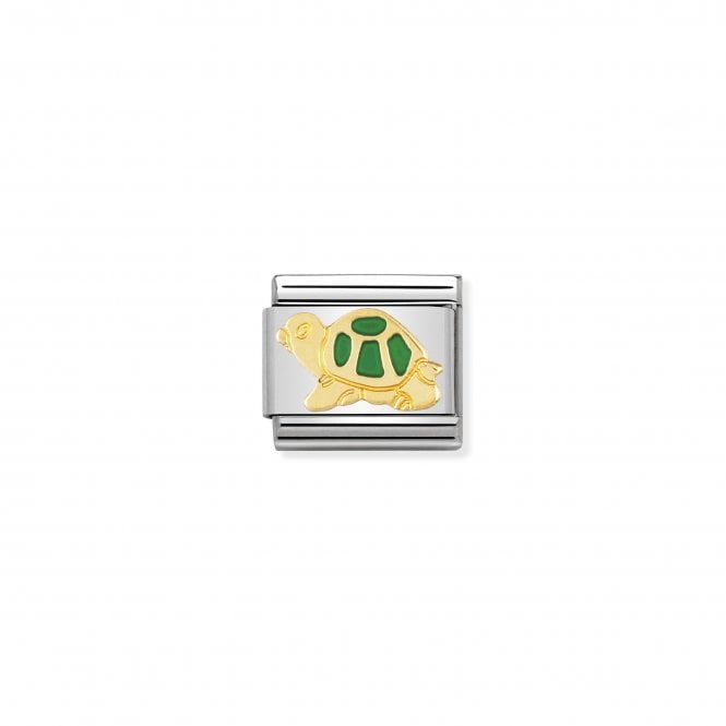 NOMINATION ITALY Classic Yellow Gold & Enamel Green Turtle Charm