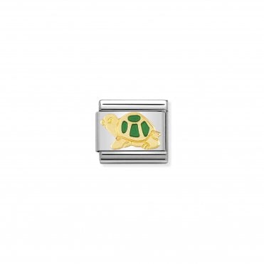 Classic Yellow Gold & Enamel Green Turtle Charm