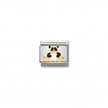 Classic Yellow Gold & Enamel Panda Charm
