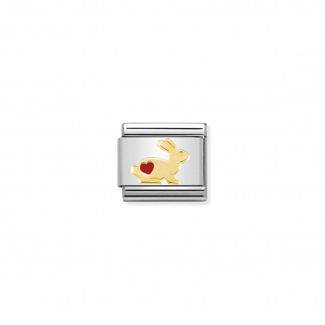 NOMINATION ITALY Classic Yellow Gold & Enamel Rabbit with Heart Charm