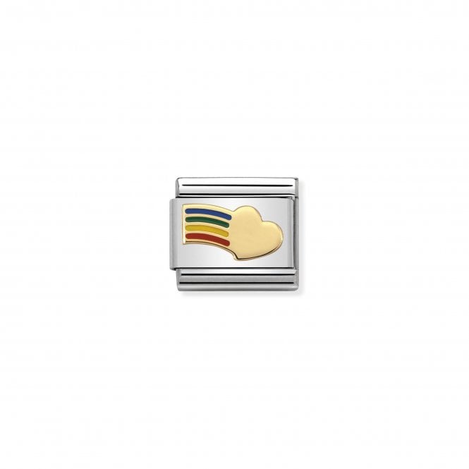 NOMINATION ITALY Classic Yellow Gold & Enamel Rainbow Heart Charm