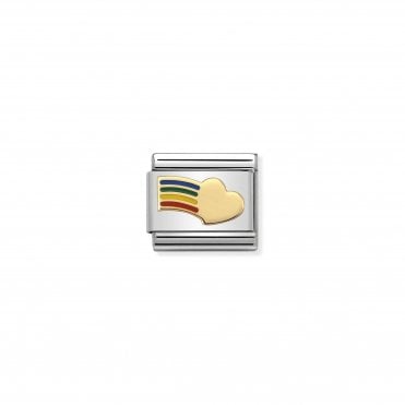 Classic Yellow Gold & Enamel Rainbow Heart Charm