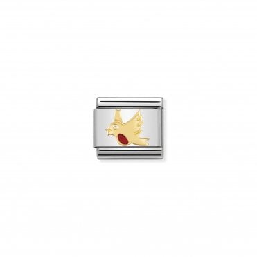 Classic Yellow Gold & Enamel Robin Charm