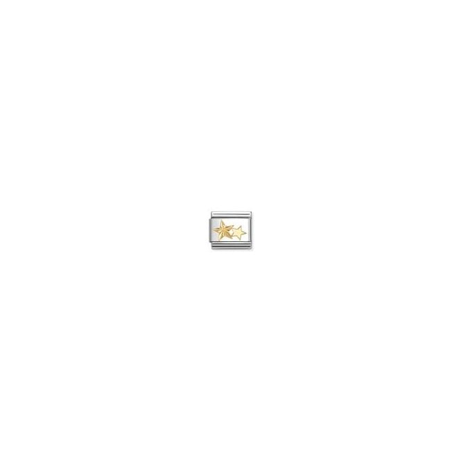 NOMINATION ITALY Classic Yellow Gold Etched Double Star Charm