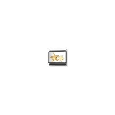 Classic Yellow Gold Etched Double Star Charm