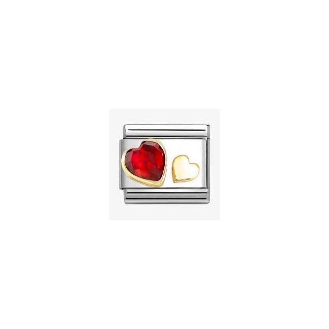 NOMINATION ITALY Classic Yellow Gold Faceted Red CZ Heart Charm
