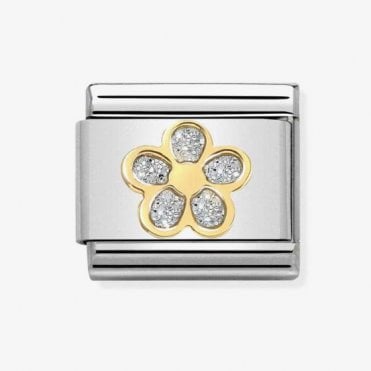 Classic Yellow Gold Glitter Flower Charm