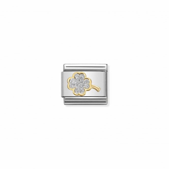 NOMINATION ITALY Classic Yellow Gold Glitter Four-Leaf Clover Charm