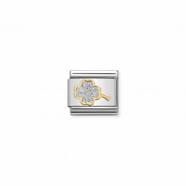 Classic Yellow Gold Glitter Four-Leaf Clover Charm