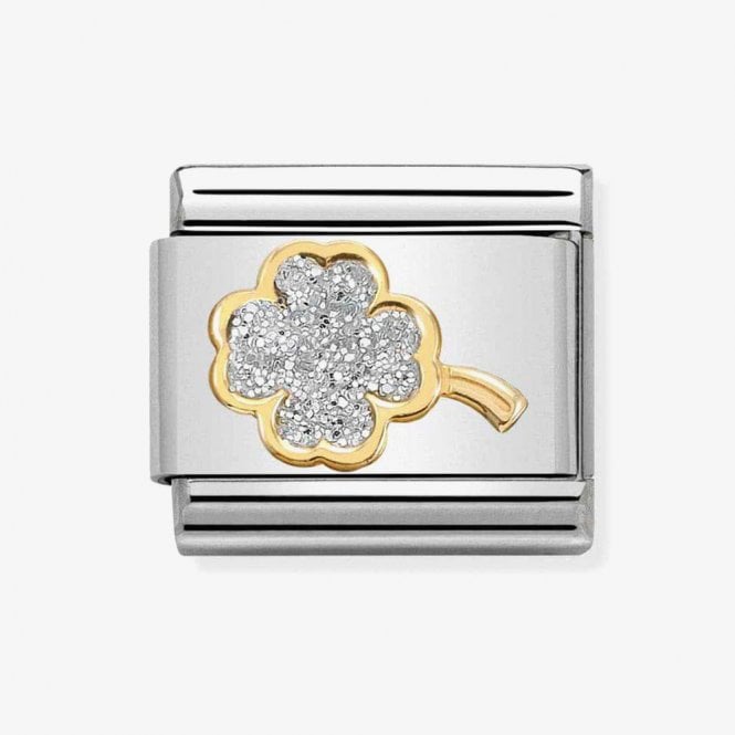 NOMINATION ITALY Classic Yellow Gold Glitter Four-Leaf Clover Charm