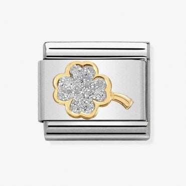 Classic Yellow Gold Glitter Four-Leaf Clover Charm