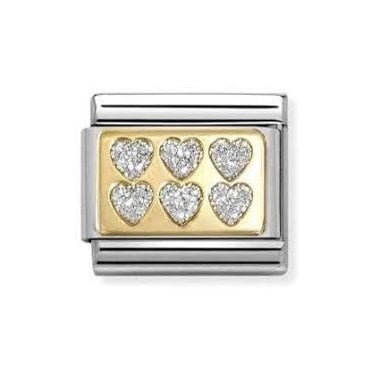 Classic Yellow Gold Glitter Hearts Charm