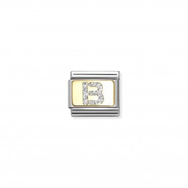 Classic Yellow Gold Glitter Letter B Charm