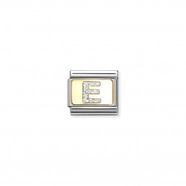 Classic Yellow Gold Glitter Letter E Charm