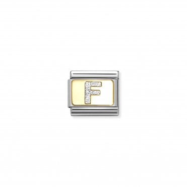 Classic Yellow Gold Glitter Letter F Charm