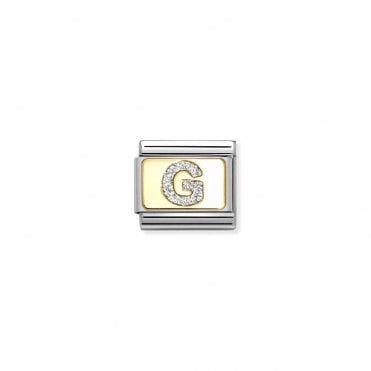 Classic Yellow Gold Glitter Letter G Charm