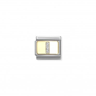 Classic Yellow Gold Glitter Letter I Charm