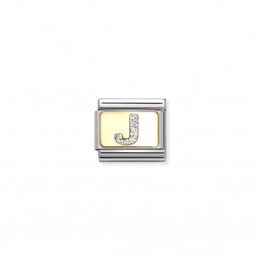 Classic Yellow Gold Glitter Letter J Charm
