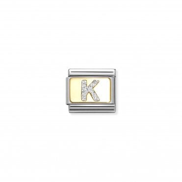 Classic Yellow Gold Glitter Letter K Charm