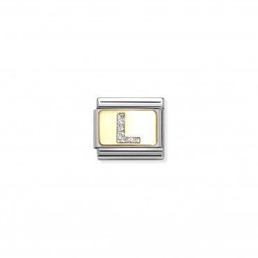Classic Yellow Gold Glitter Letter L Charm