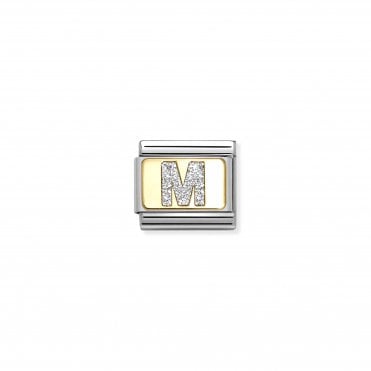 Classic Yellow Gold Glitter Letter M Charm
